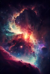Obraz na płótnie Canvas bright galaxy with starry light, a galaxy in space, illustration with atmosphere nebula