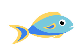Bright sea fish character. Flat, cartoon, vector