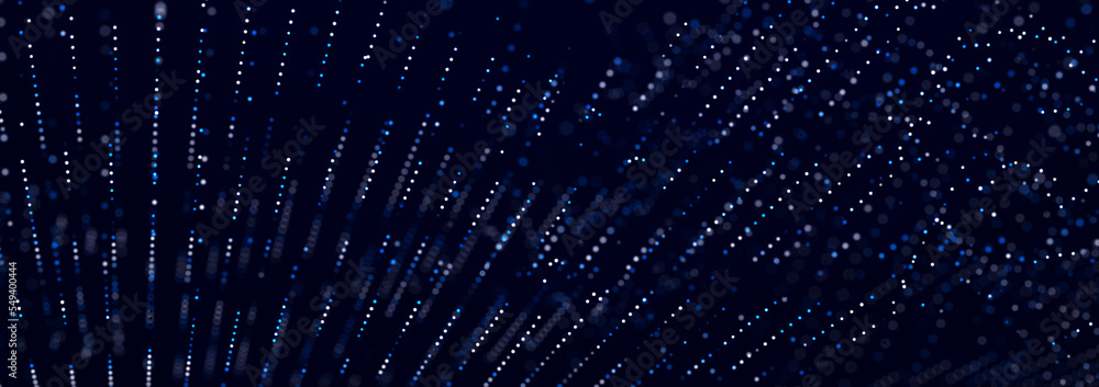 Poster technology background with glowing defocused particles. big data. digital background. 3d