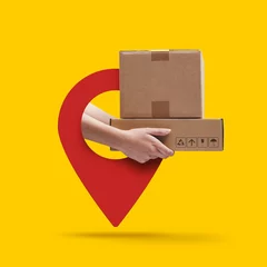 Deurstickers Express delivery service and delivery tracking © stokkete
