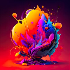 abstract vibrant and colorful concept, a cartoon of a unicorn, illustration with liquid water