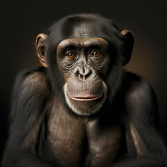 Chimpanzee Face Close Up Portrait - AI illustration 02