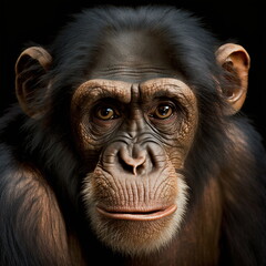 Chimpanzee Face Close Up Portrait - AI illustration 01