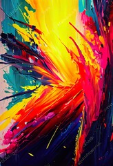 abstract colorful oil painting on, a close up of a painting, illustration with art paint
