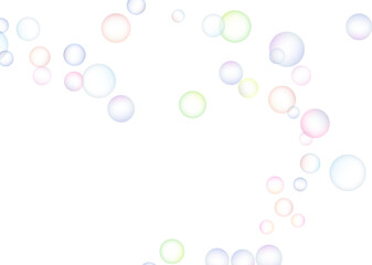 Soap bubbles randomly flew on a white background. Background design. Vector