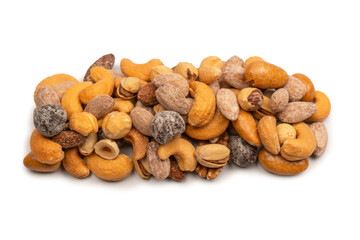 A group of almonds, pistachios, walnuts, macadamia, cashews.
