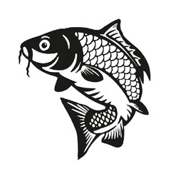 fish icons showing aquatic animals with various fins, scales, tail and gills swimming in water, as skeletons.