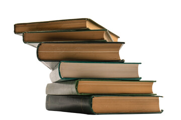 Old books isolated on white background.