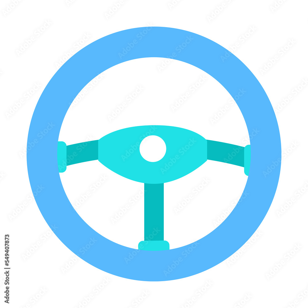 Poster steering wheel semi flat color raster object. driving experience. full sized item on white. mass-pro