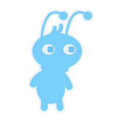 Cute blue alien semi flat color raster character. Standing figure. Kids room decor. Full body personage on white. Simple cartoon style illustration for web graphic design and animation