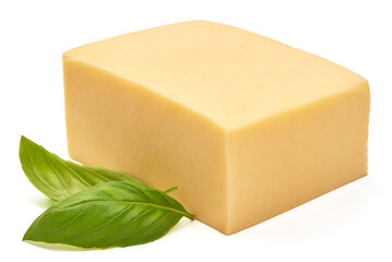 Semi-Hard Edam cheese, isolated on white background.