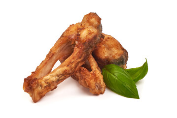 Fried fish steaks, isolated on white background.