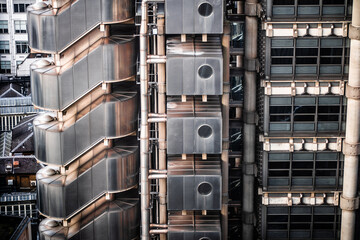 Futuristic architecture on the facade of a skyscraper in London