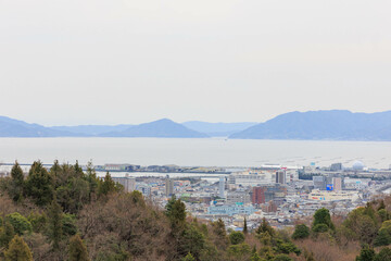 Fototapeta premium 宮島サービスエリアからの眺め「四日市市、厳島」
