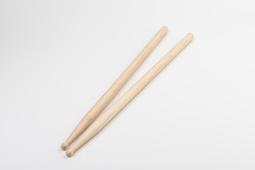 Wooden drumsticks isolated on white background. musical instrument.