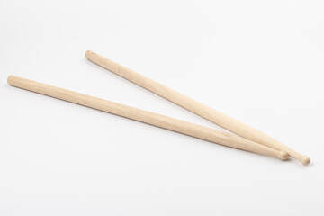 Wooden drumsticks isolated on white background. musical instrument.