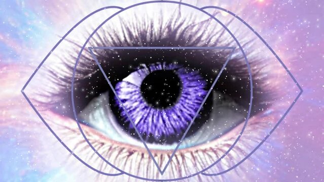 Third Eye Surrounded by Cosmic Nebula Digital Painting, Meditation Animation, Video, Visualizer