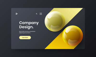 Unique realistic balls poster illustration. Bright company identity vector design template.