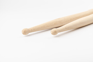 Wooden drumsticks isolated on white background. musical instrument.