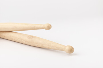 Wooden drumsticks isolated on white background. musical instrument.