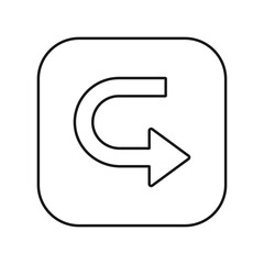 Left arrow curving right icon. Multimedia symbol modern, simple, vector, icon for website design, mobile app, ui. Vector Illustration
