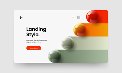 Abstract 3D spheres website concept. Amazing cover vector design illustration.