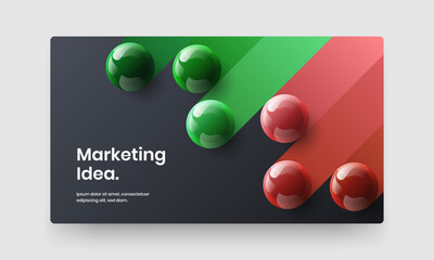 Fresh 3D spheres book cover layout. Trendy website vector design illustration.