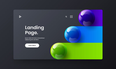 Premium 3D balls site screen concept. Amazing banner vector design template.