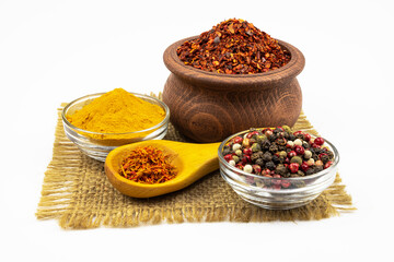 Spices close-up isolated on a white background.