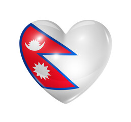 Obraz premium Love Nepal, heart flag icon