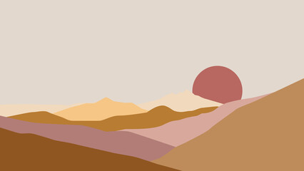 Boho mountain illustration for desktop background