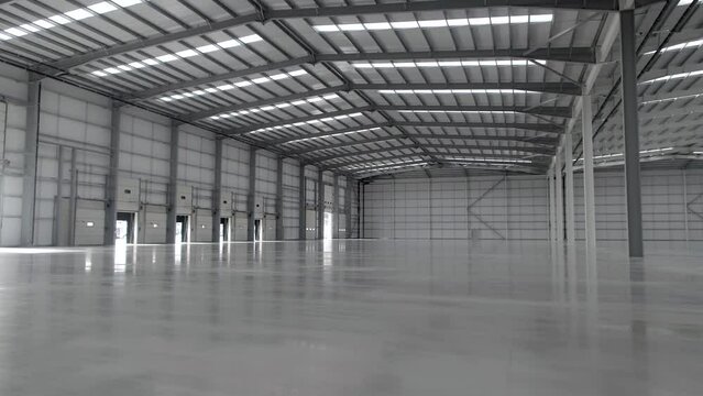 Warehouse Facility Empty Interior Flythrough