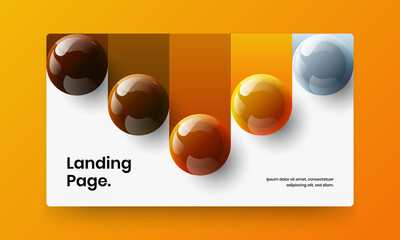 Amazing 3D balls horizontal cover layout. Geometric corporate brochure design vector template.