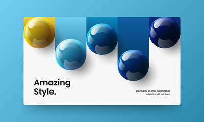 Minimalistic realistic spheres brochure concept. Amazing leaflet design vector template.