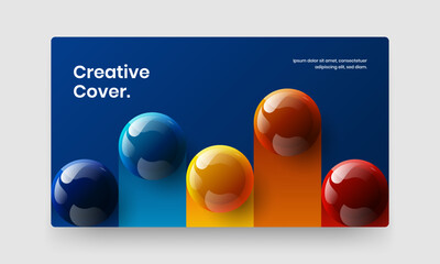 Abstract realistic spheres corporate brochure layout. Colorful horizontal cover design vector illustration.