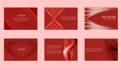 Red Design Presentation Template Set Abstract Background for Powerpoint, Brochure, Web, Company Profile, Brand, Banner