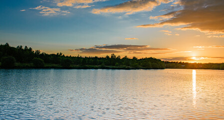 sunset over the lake Ulley Country Park
