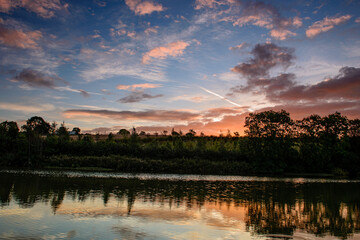 sunset over the lake Ulley Country Park
