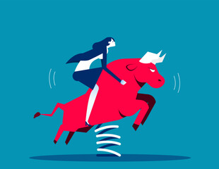 Red bull rodeo. Business bull market vector illustration