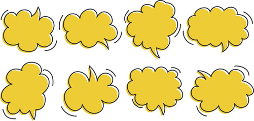 Hand drawn speech bubbles. Set of cute speech bubble in doodle style.
