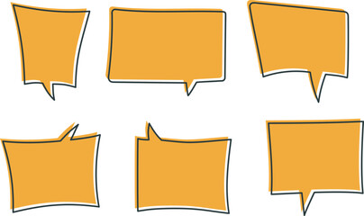 Hand drawn speech bubbles. Set of cute speech bubble in doodle style.