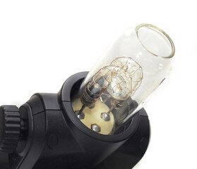 Close up of studio strobe light bulb with strobe body