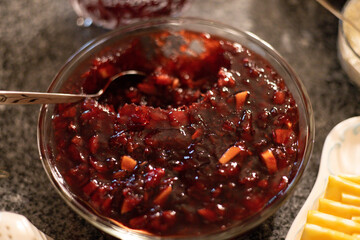 dish of cranberry dressing ready for a holiday meal