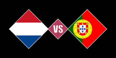 Netherlands vs Portugal flag concept. Vector illustration.