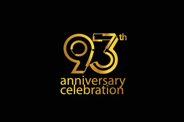 93 year anniversary celebration abstract style logotype. anniversary with gold color isolated on black background, vector design for celebration vector