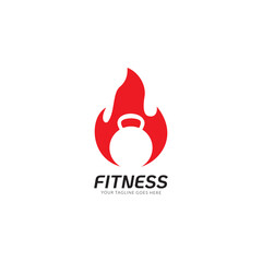 Fitness Gym logo design template with exercising athletic man and woman isolated on white, vector illustration