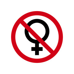 The sign of Venus in a red crossed-out circle on a white background. vector illustration.