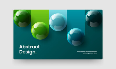 Simple magazine cover design vector concept. Amazing realistic spheres landing page illustration.
