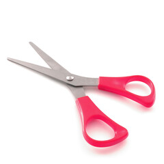 Pink scissors isolated on a white background with shadows