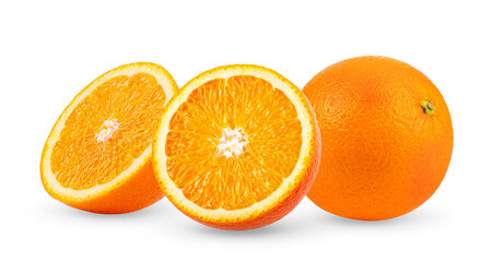 Ripe half of orange citrus fruit isolated on transparent png